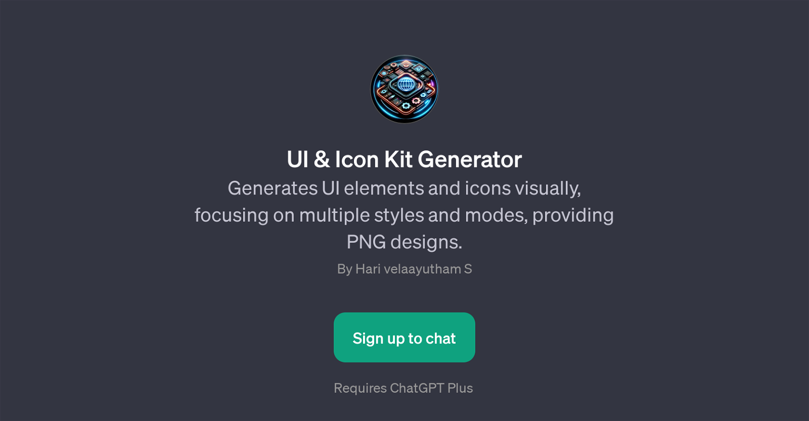 UI & Icon Kit Generator website