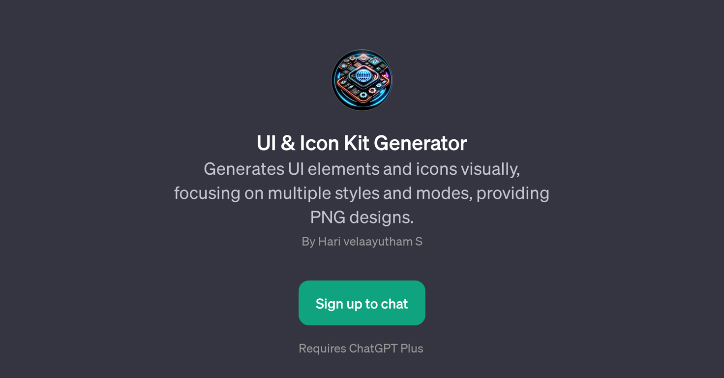 UI & Icon Kit Generator website