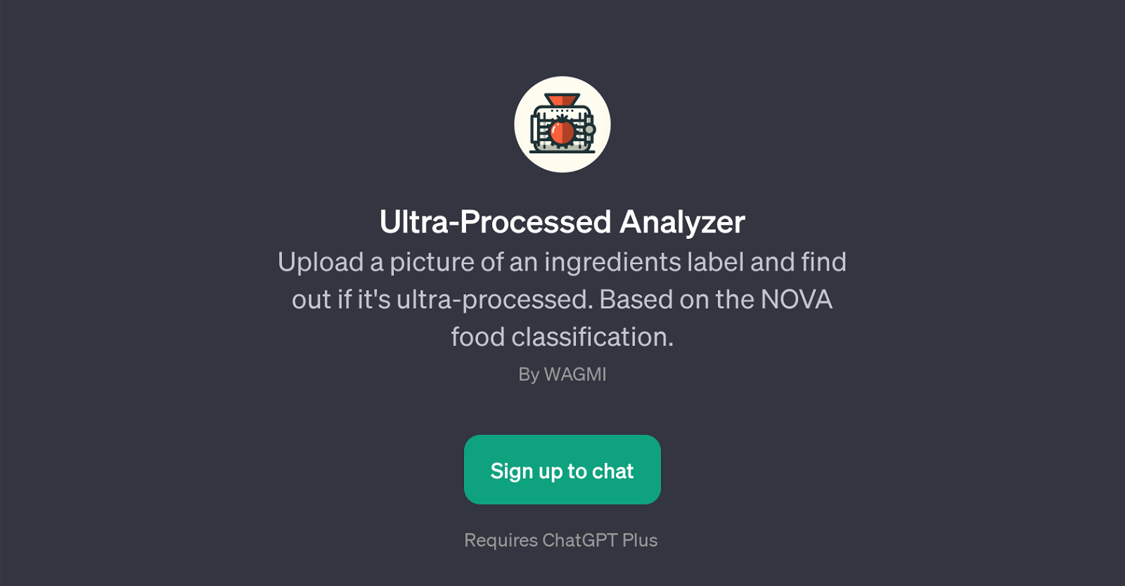 Ultra-Processed Analyzer website