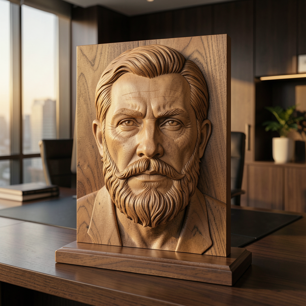 Ultra-Realistic Walnut Relief Portrait website