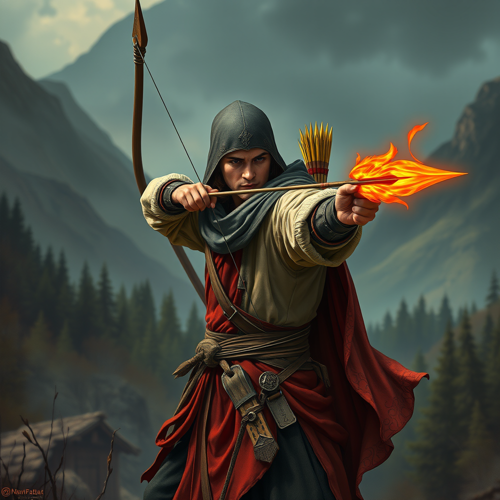 un arciere medievale con una freccia infuocata website