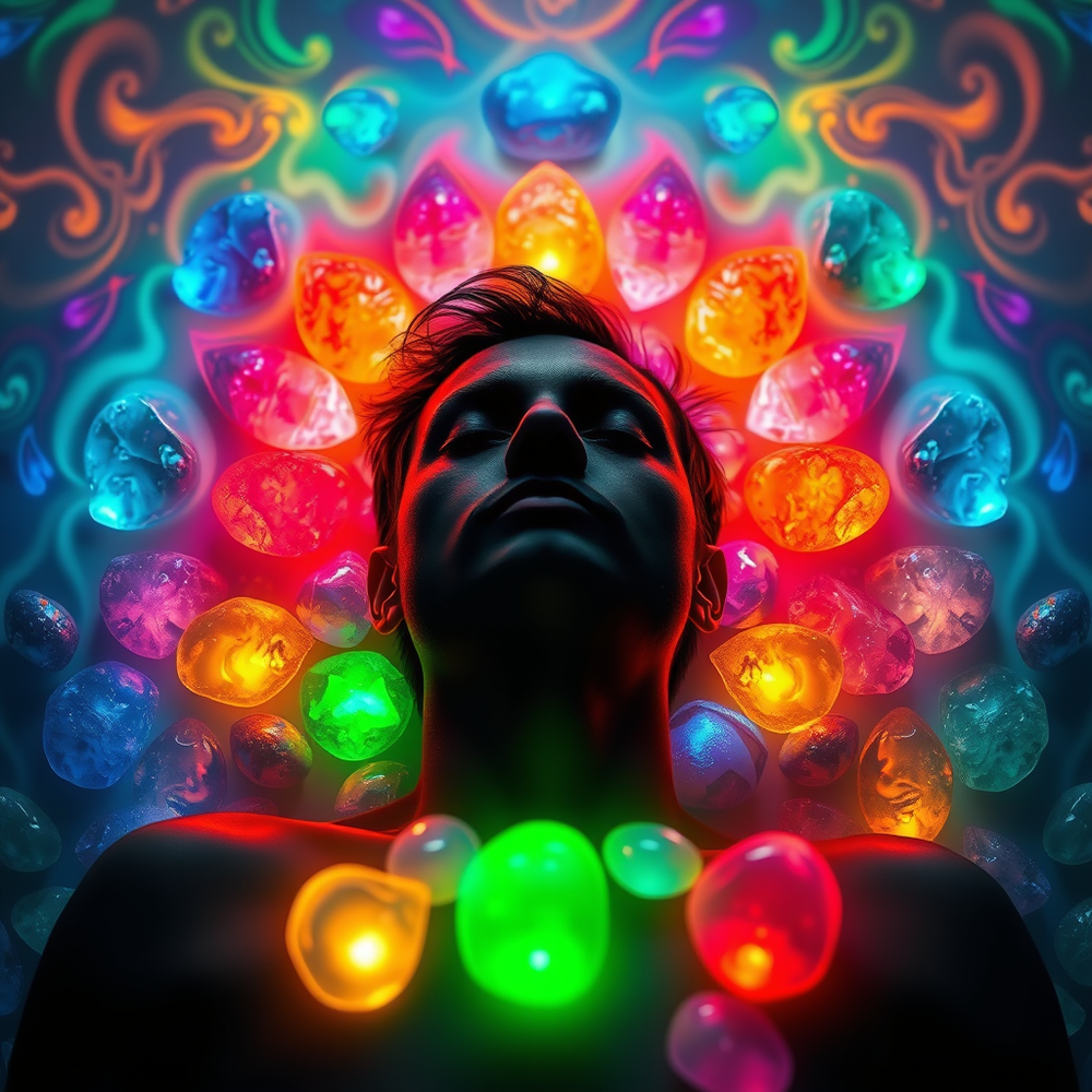 un ciondolo ipnotico con pietre colorate website