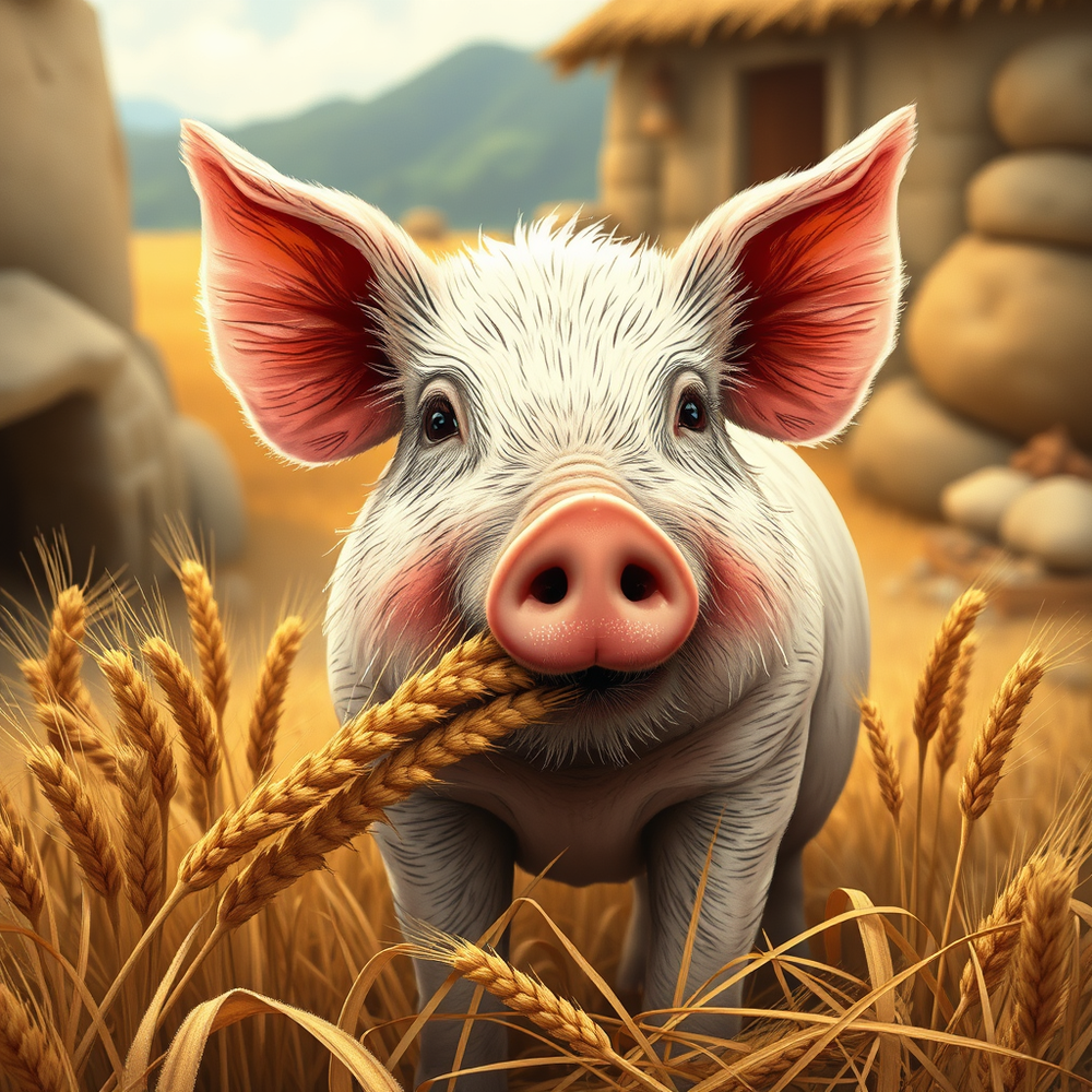 un maiale che mangia il grano website