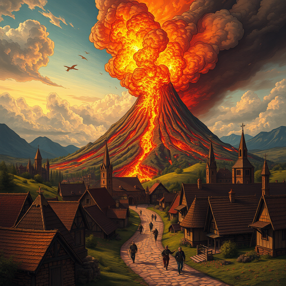 un vulcano medievale che erutta website