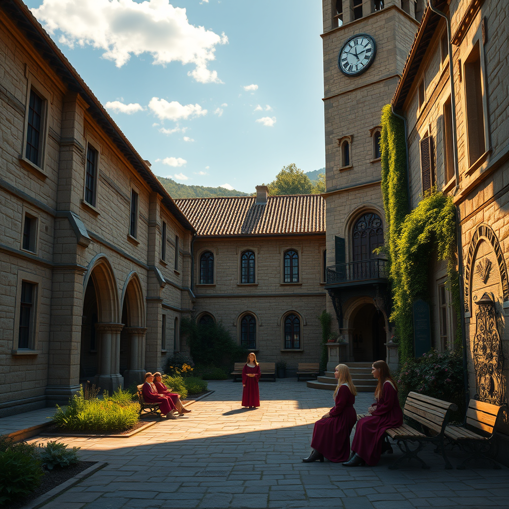 una scuola medievale con più dettagli e una classe website