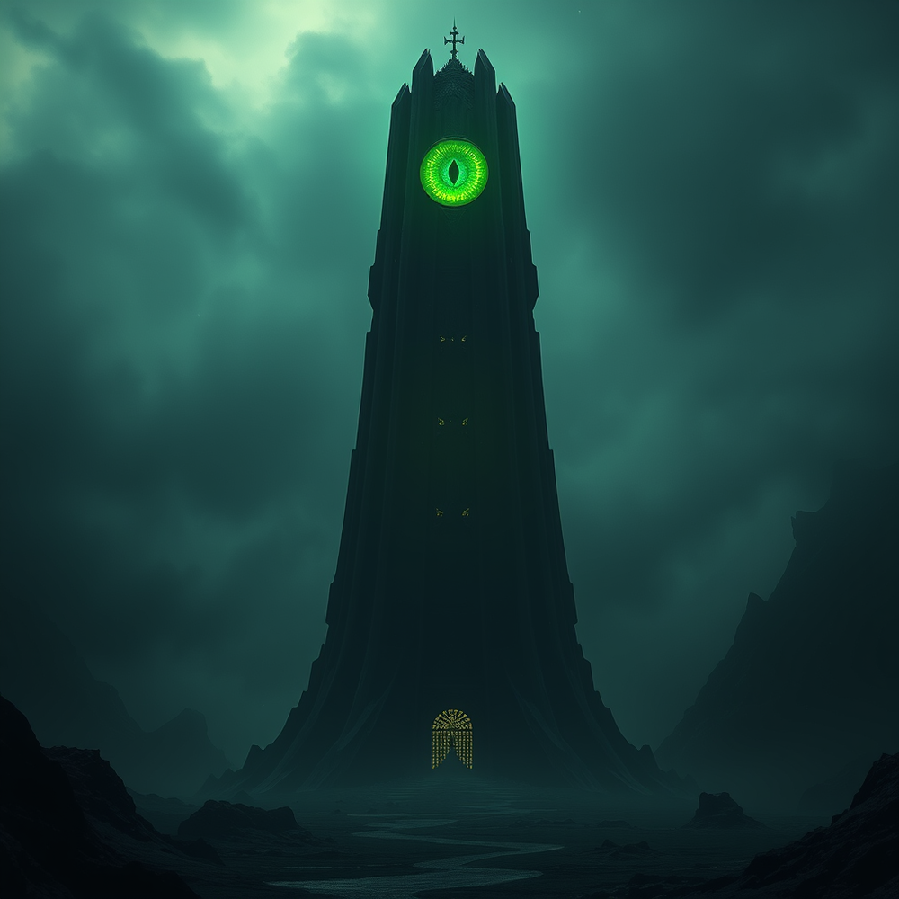 una torre della verità, simile alla torre di sauron con l'occhio verde website