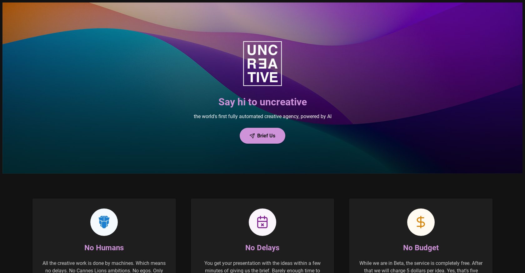 Uncreative Agency website