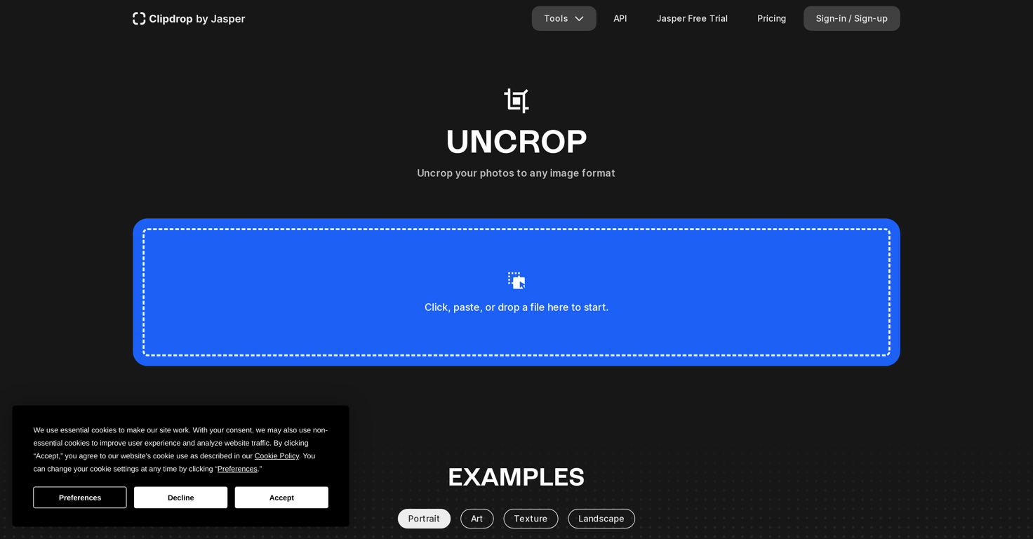 Uncrop by Stability AI website