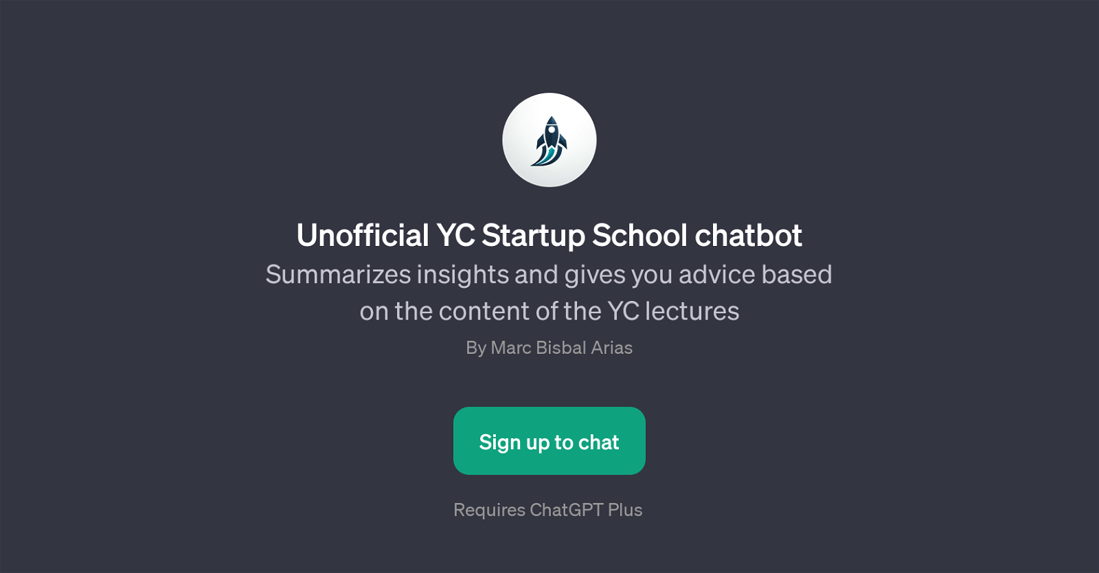 Unofficial YC Startup School Chatbot website