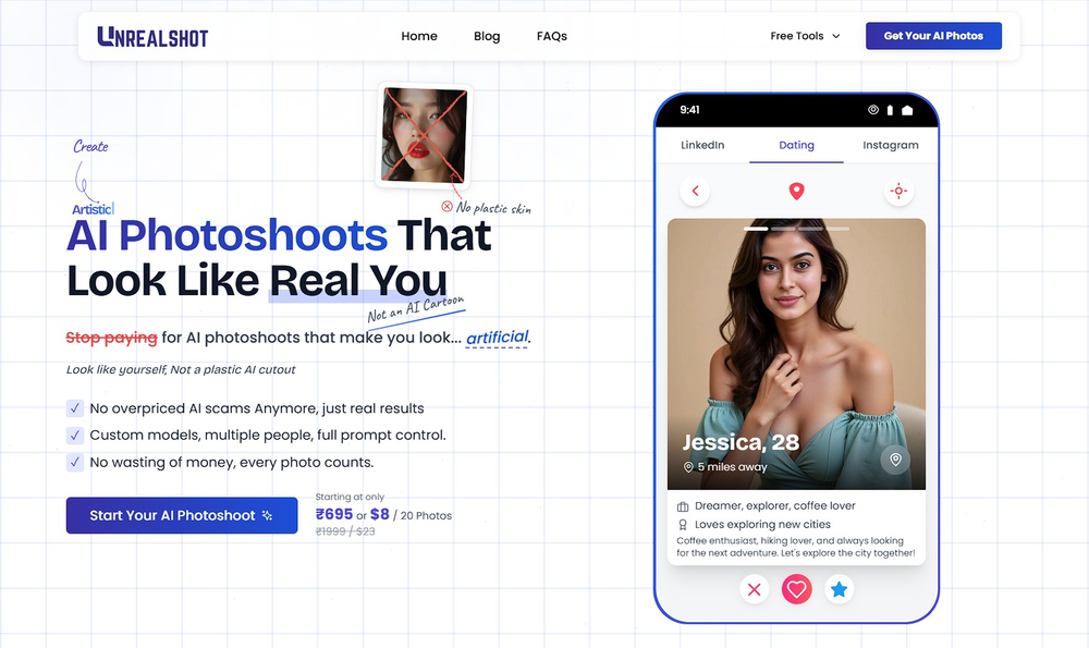 UnrealShot AI website