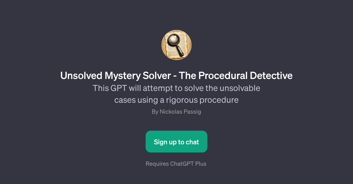 Unsolved Mystery Solver - The Procedural Detective website