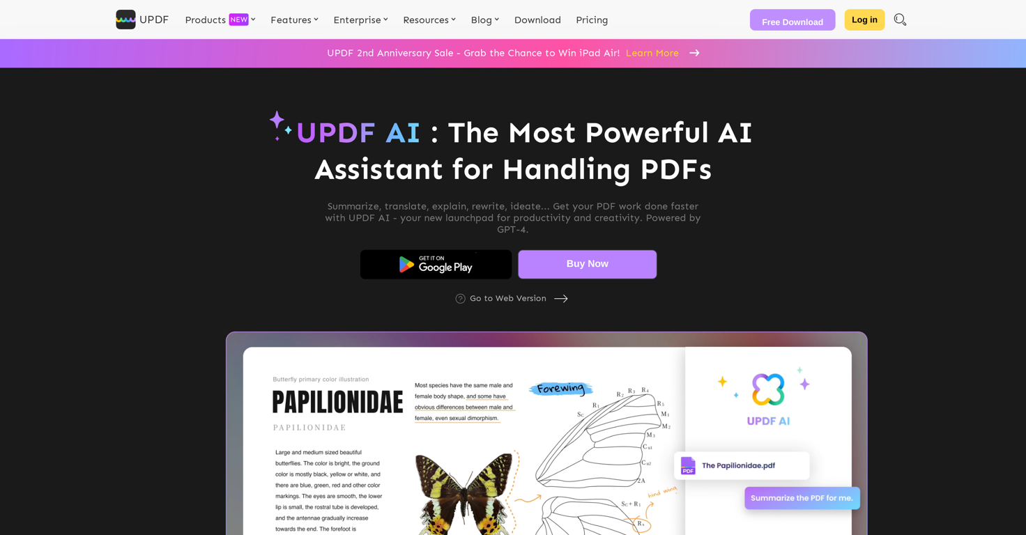 UPDF AI Assistant website