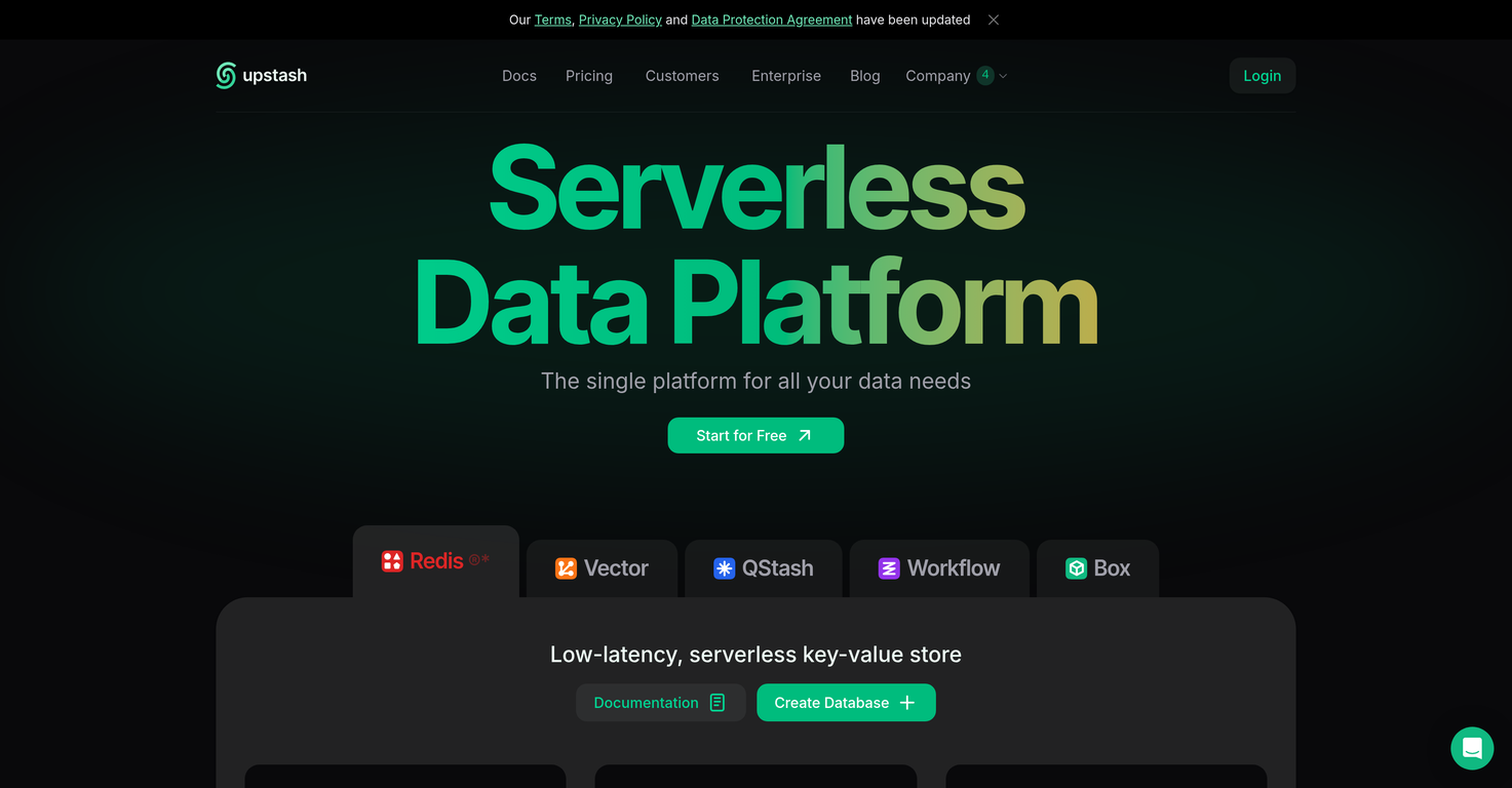 Upstash website