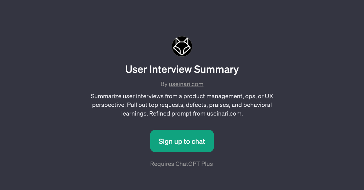 User Interview Summary website
