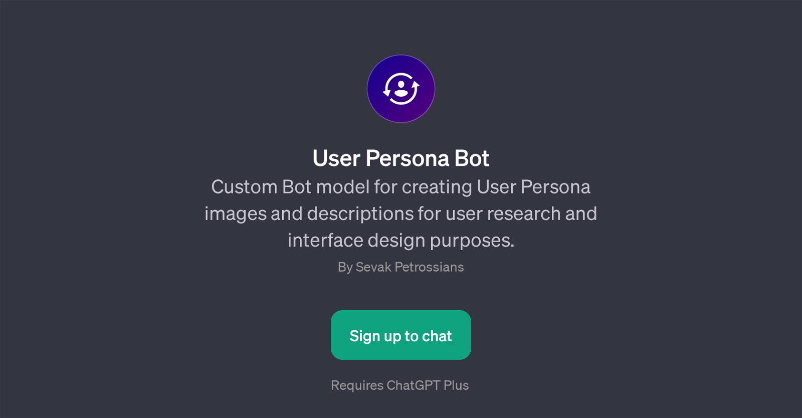 User Persona Bot website