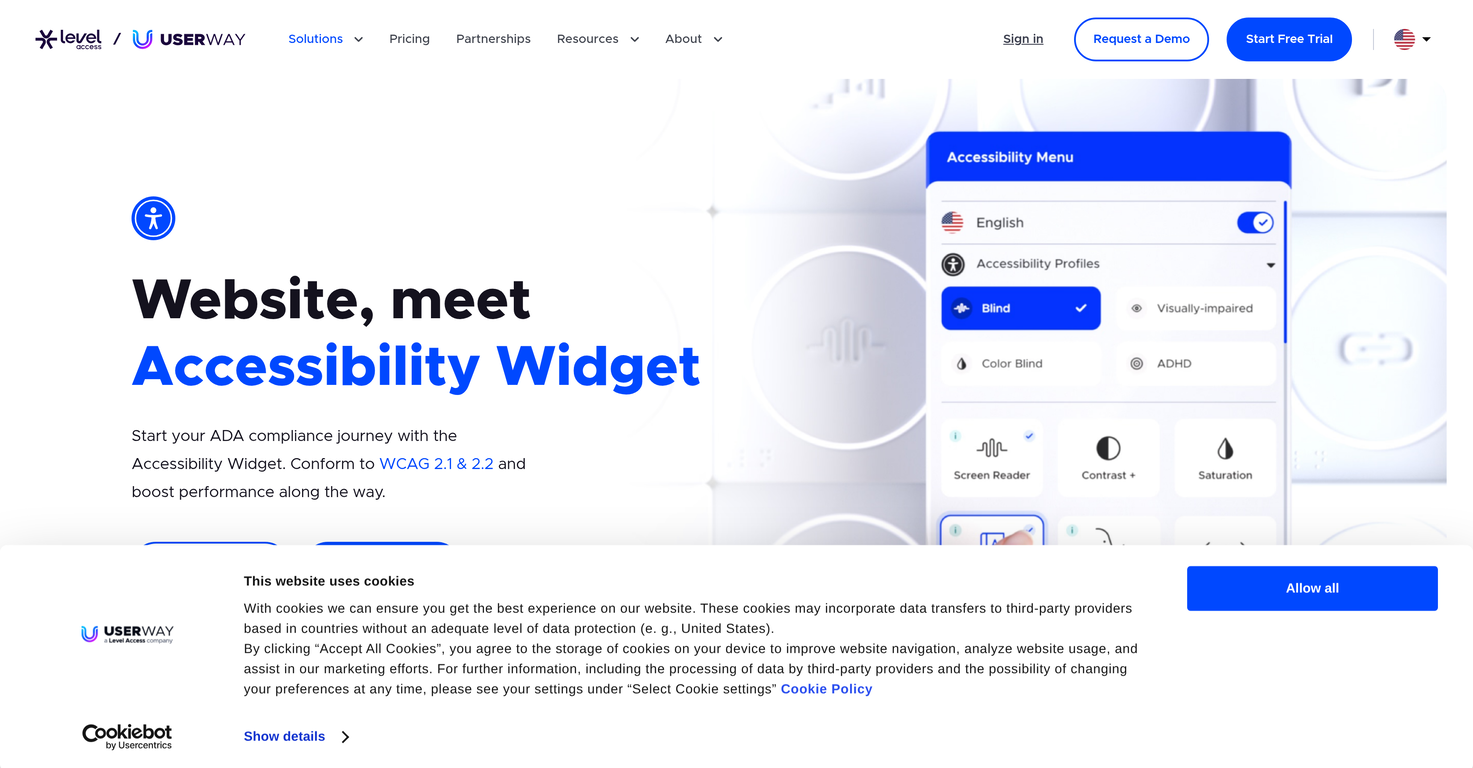 UserWay Accessibility Widget website