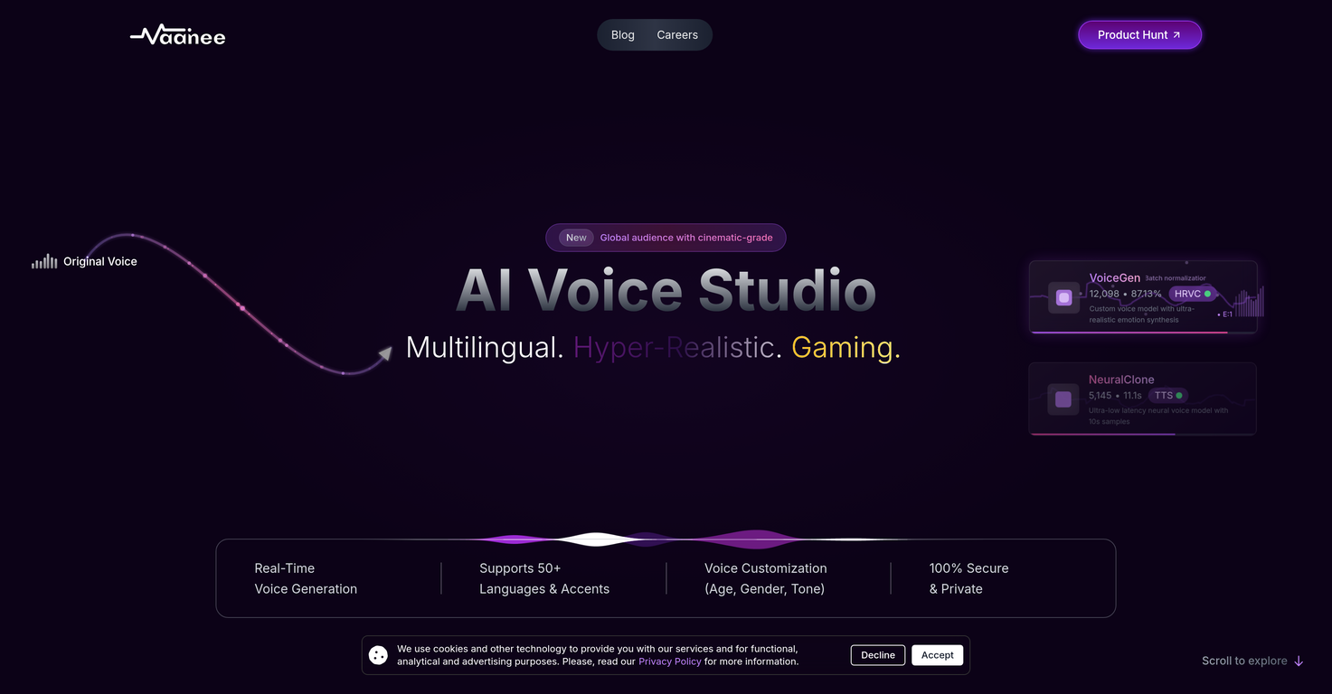 Vaanee Labs - AI Voice Cloning & Generative Speech Te... website