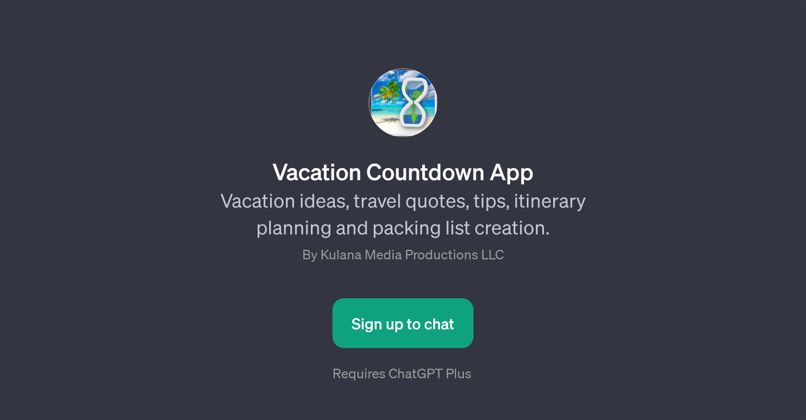 Vacation Countdown App website