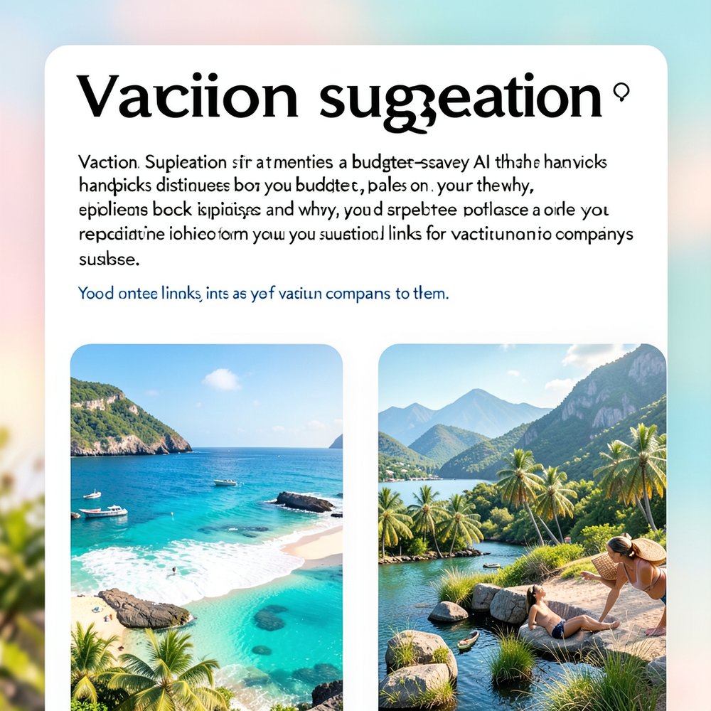 Vacation suggestion website