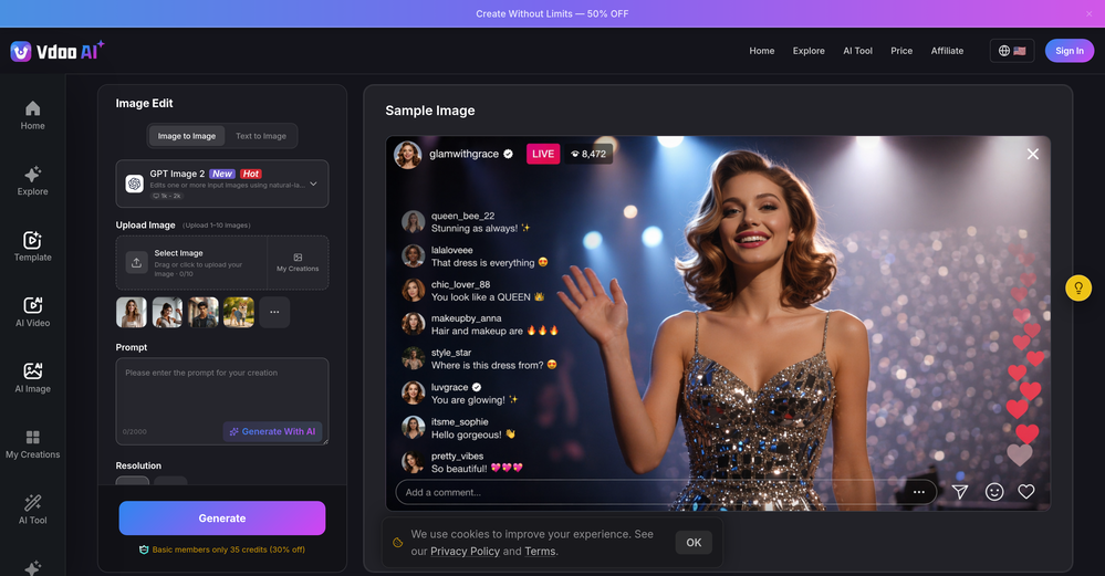 Vdoo AI | Image to Image Generator website