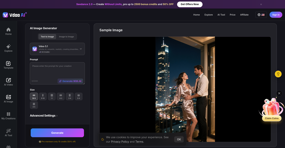 Vdoo AI | Text to Image Generator website