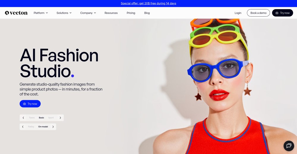 Veeton - AI Fashion Studio website