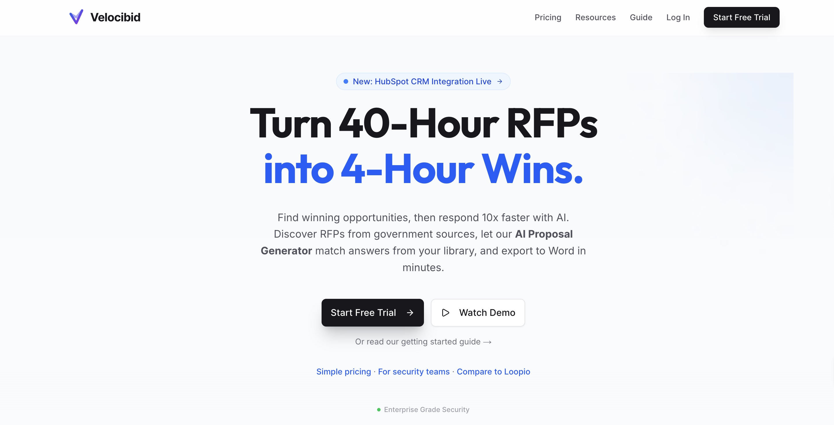 Velocibid dashboard and RFP upload process