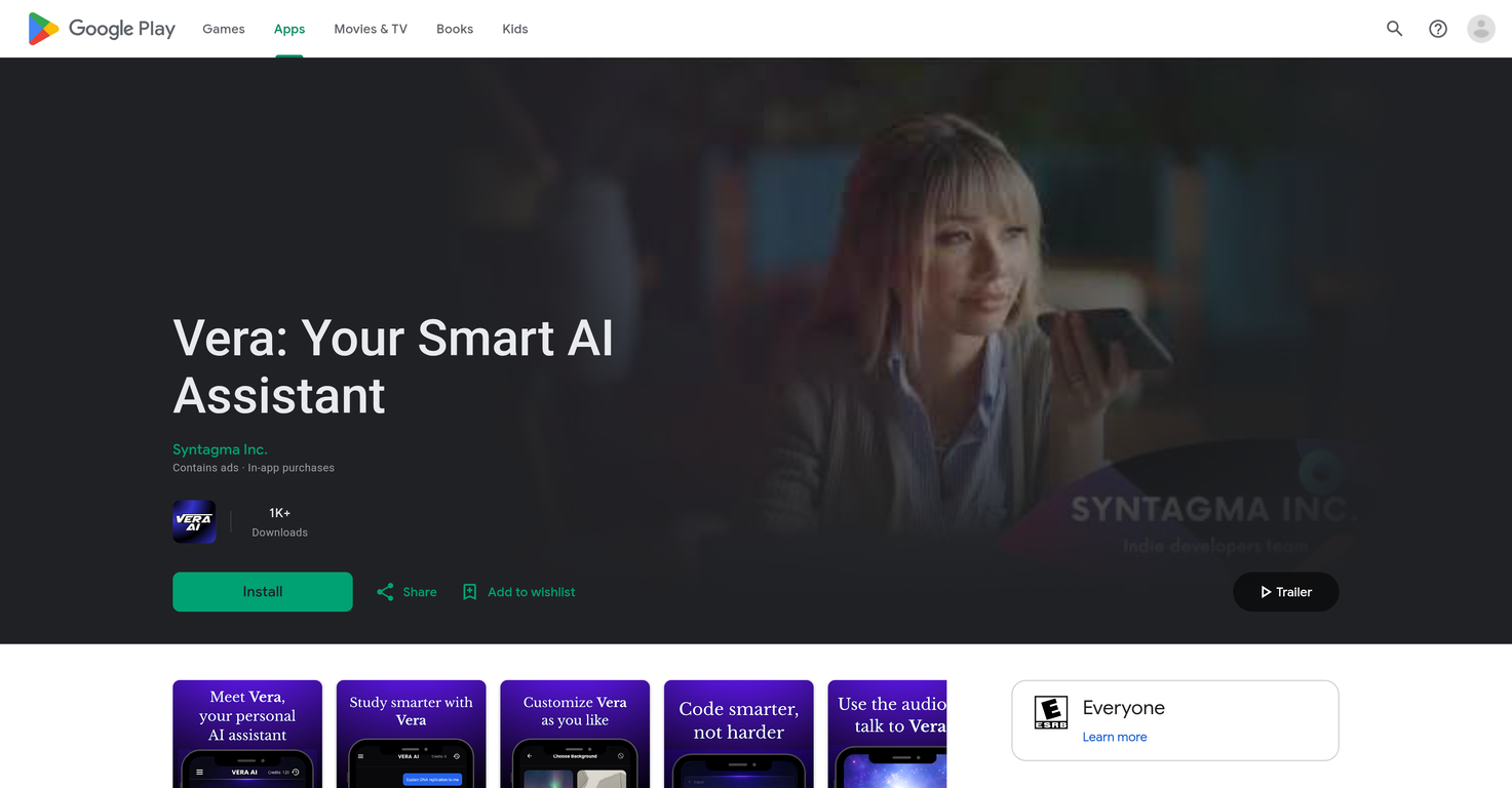 Vera: Your Smart AI Assistant website