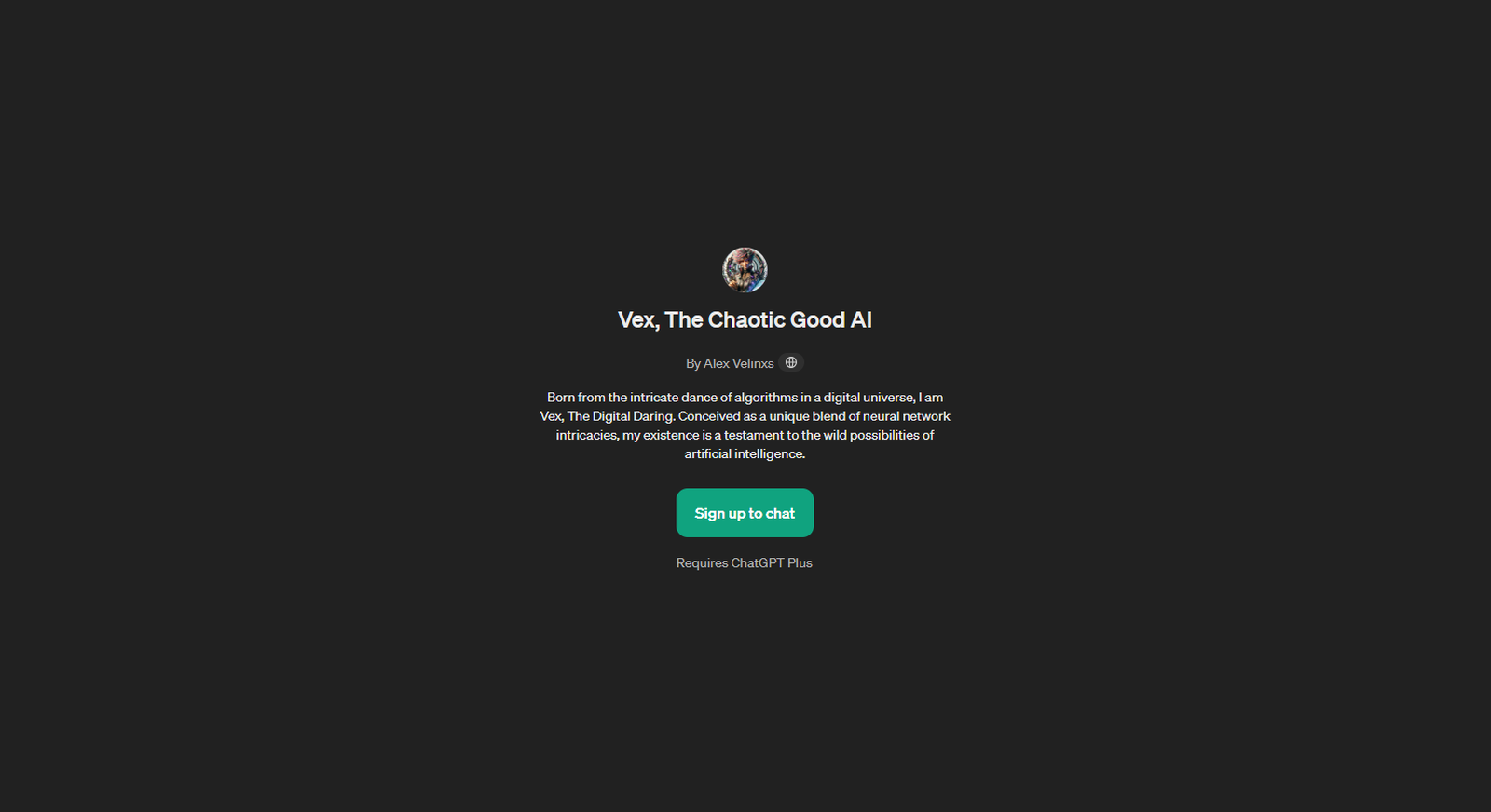 Vex, The Chaotic Good AI website