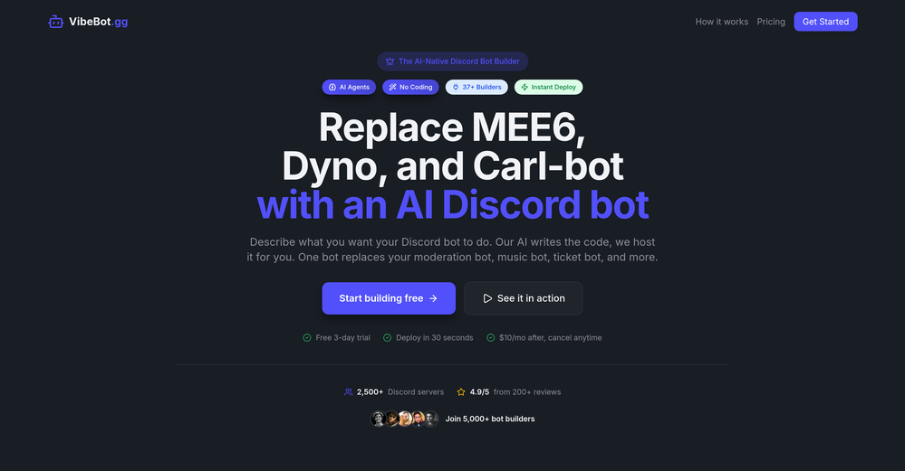 VibeBot website