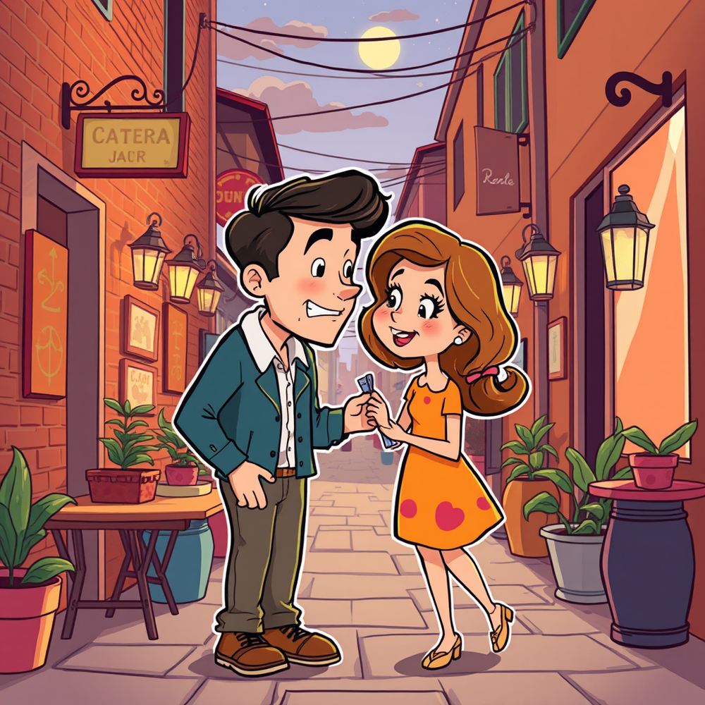 Vibrant Retro-Style Cartoon Scene — Playful & Romantic Atmosphere website
