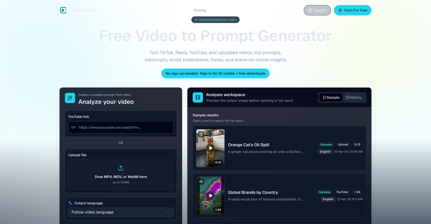 Vid2Prompt screenshot 1