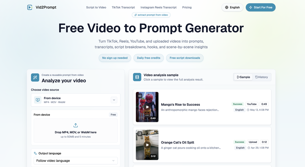 Vid2Prompt website