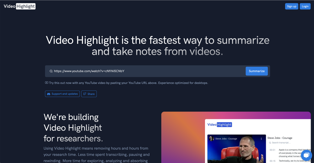Video Highlight website