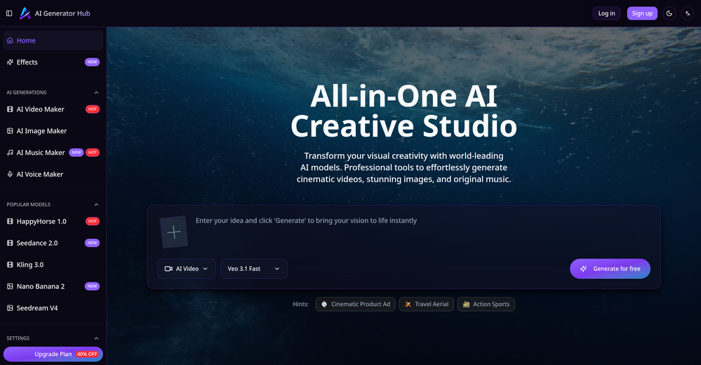 Video maker by AI Generator Hub website