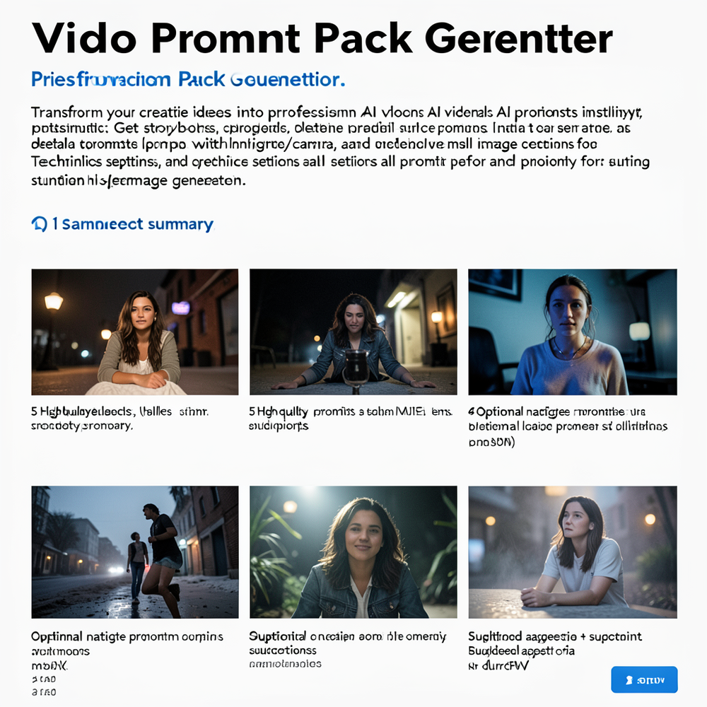 Video Prompt Pack Generator website