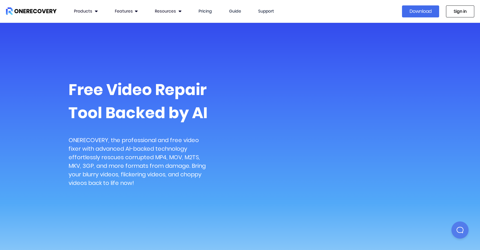 Video Repair by Onerecovery website