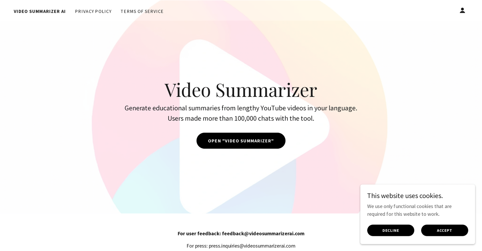 Video Summarizer AI website