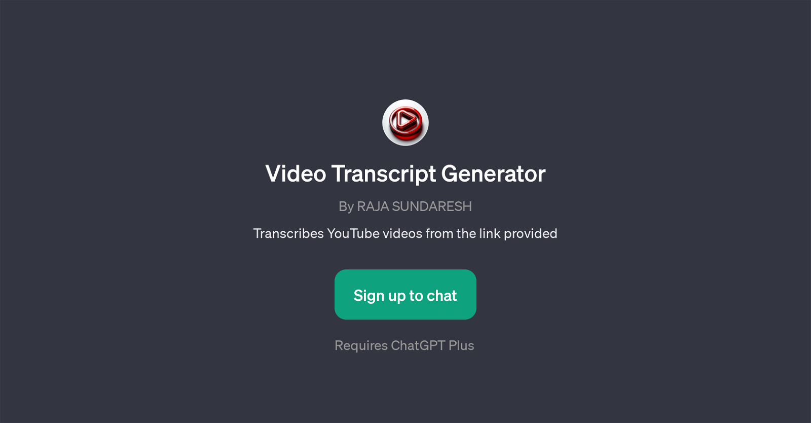 Video Transcript Generator website