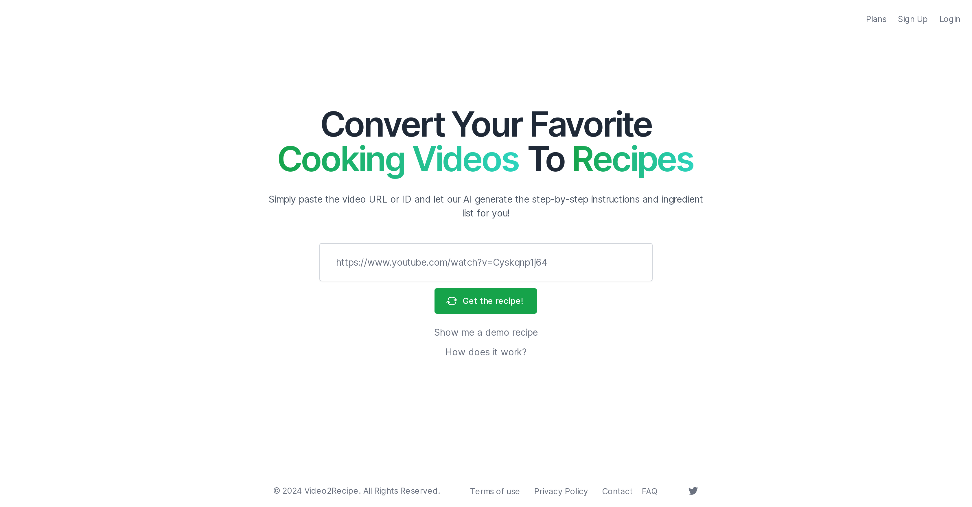 Video2Recipe website