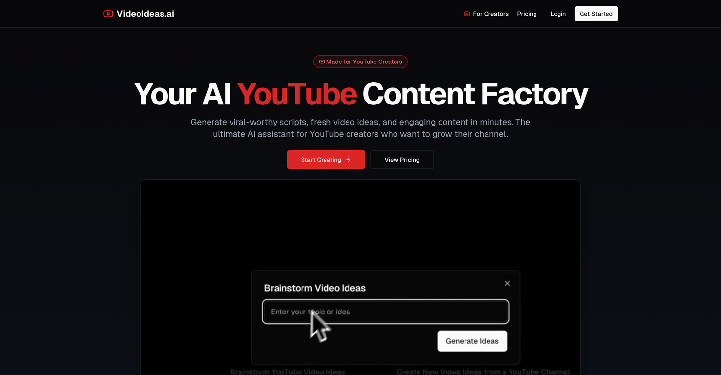 VideoIdeas.ai website