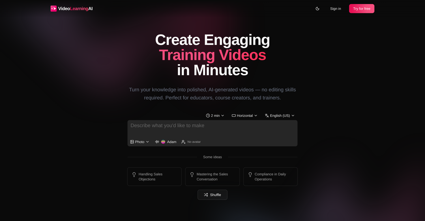 VideoLearningAI website
