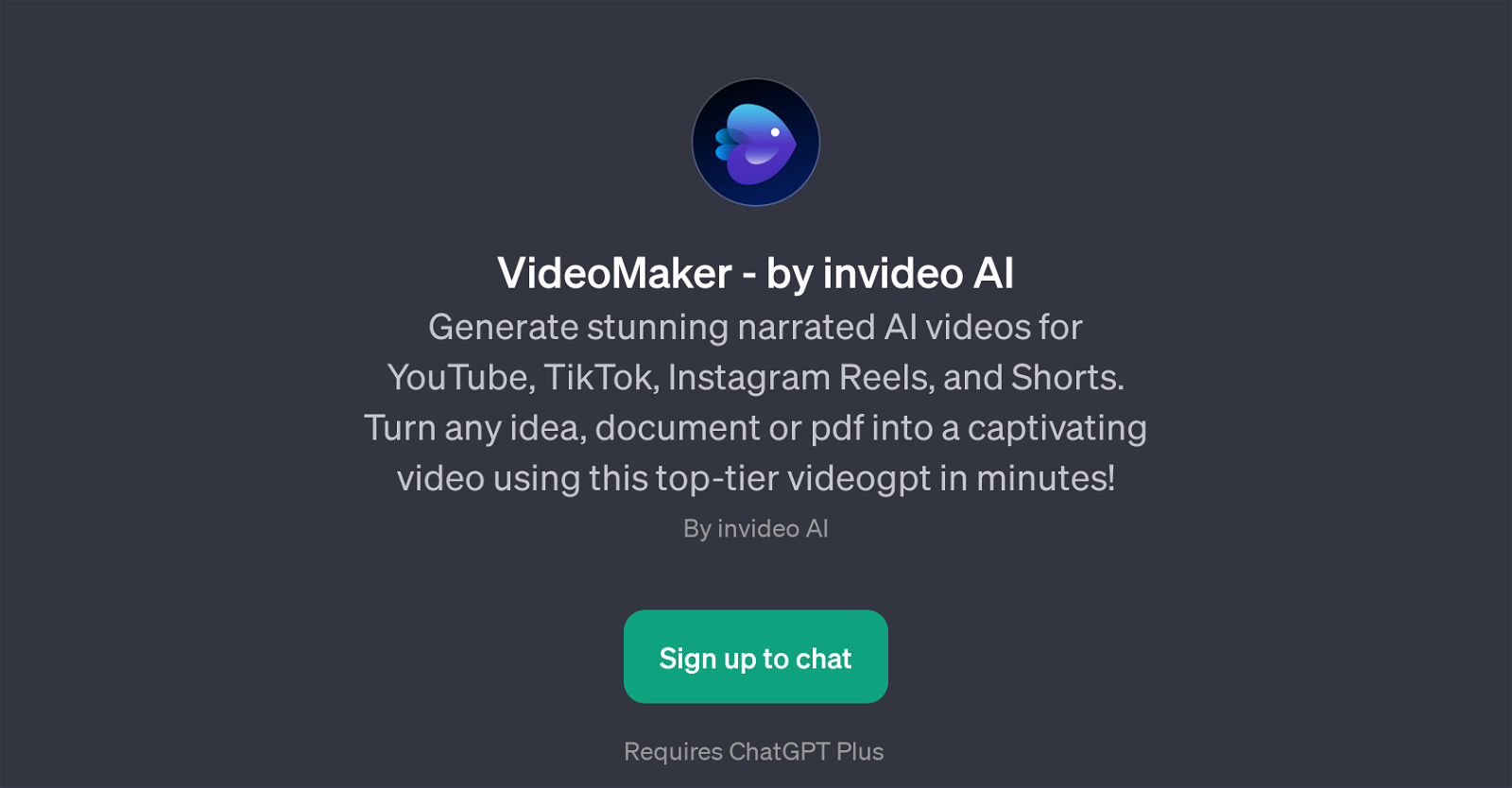 VideoMaker - by Invideo AI website