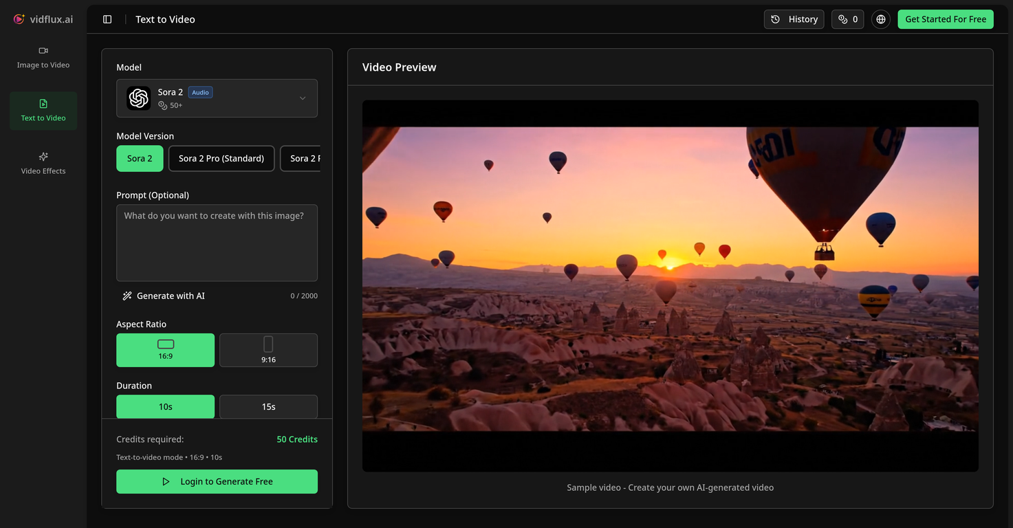 VidFlux AI | Text to Video website