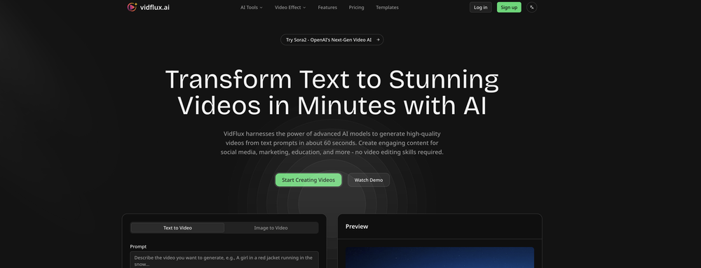 VidFlux - Image to Video AI website