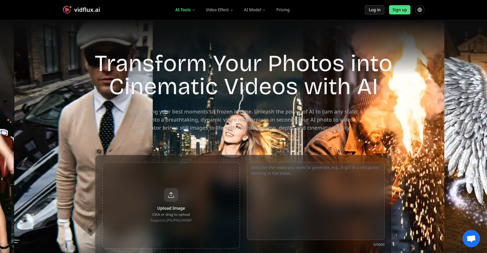 VidFlux - Photo to Video Generator website