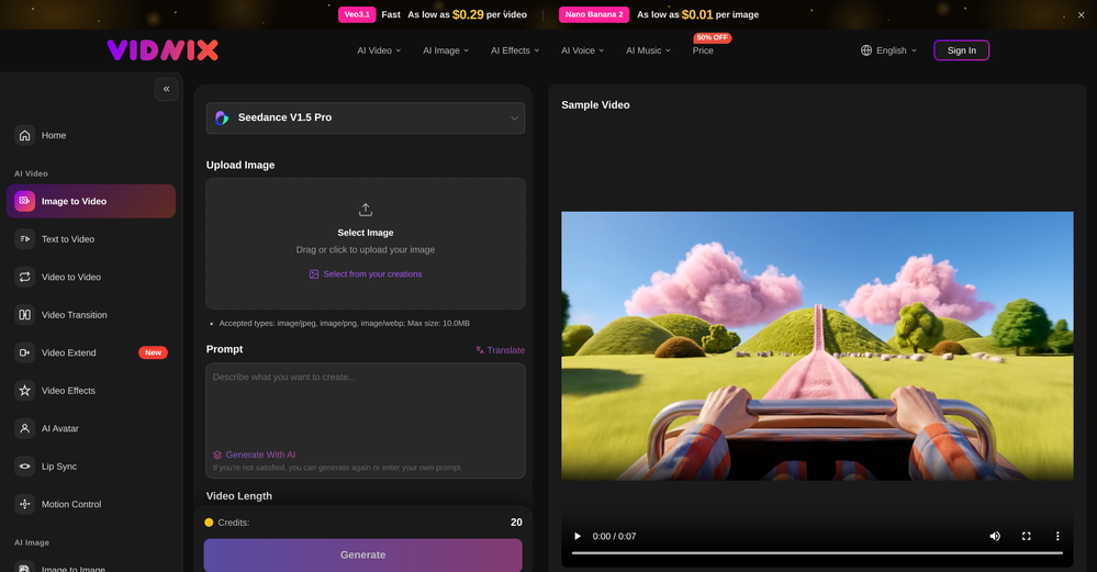 Vidnix | AI Image to Video Generator website