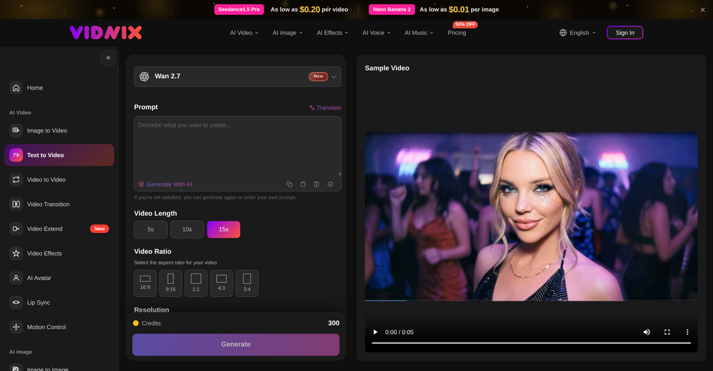 Vidnix | AI Text to Video Generator website