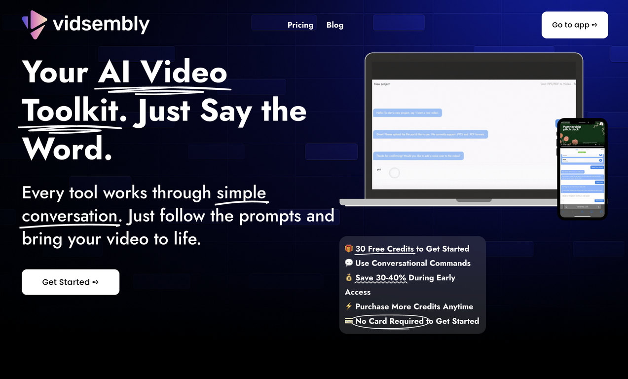 PPT/PDF to Video by Vidsembly website