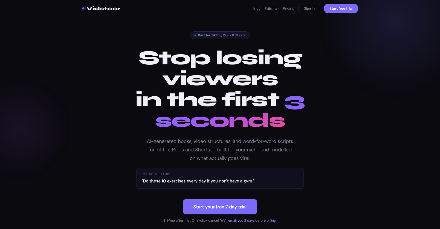 Vidsteer website